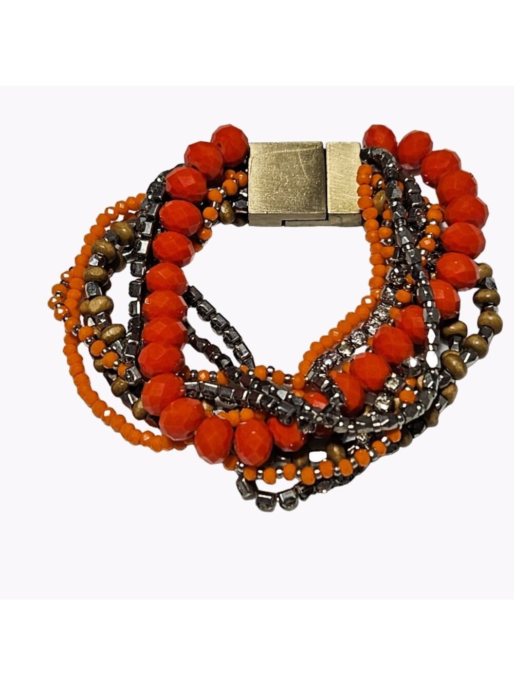 Serefina Urban Vintage Orange Beaded Strand Bracelet Statement Fashion Jewelry
